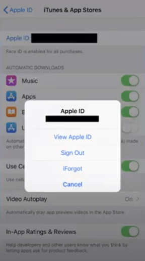 apple id menu right at the center
