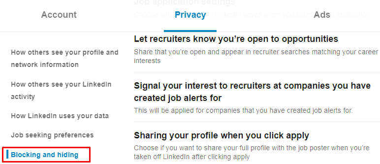 privacy on linkedin