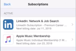 choose and tap subscriptions