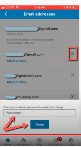 confirm your actions by the done button