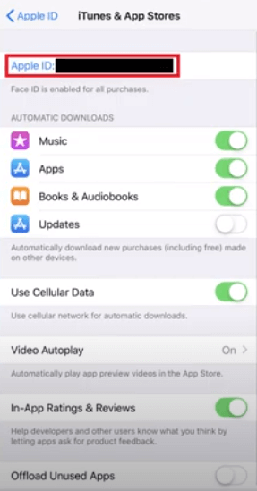 find the apple id field