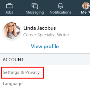 settings & privacy on linkedin profile