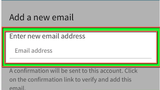 new email address in the special field
