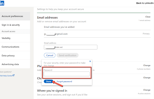 pressing the done button