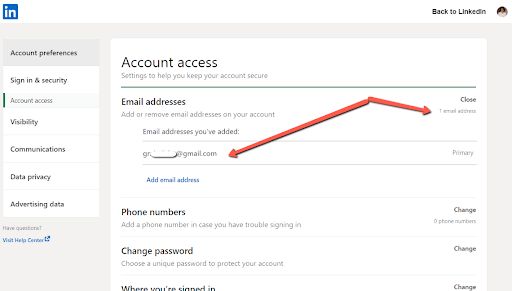 single email address for your linkedin account