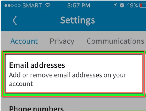 tap the sign in security line