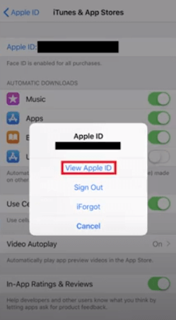 tap view apple id