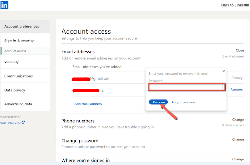 type your password in a special field